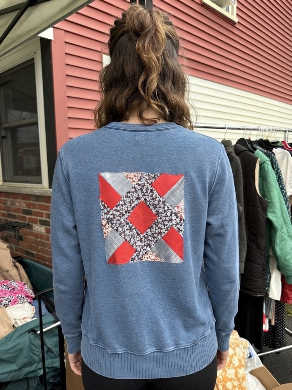 Handmade!  Quilt Patch Blue Vintage GAP Sweatshirt!